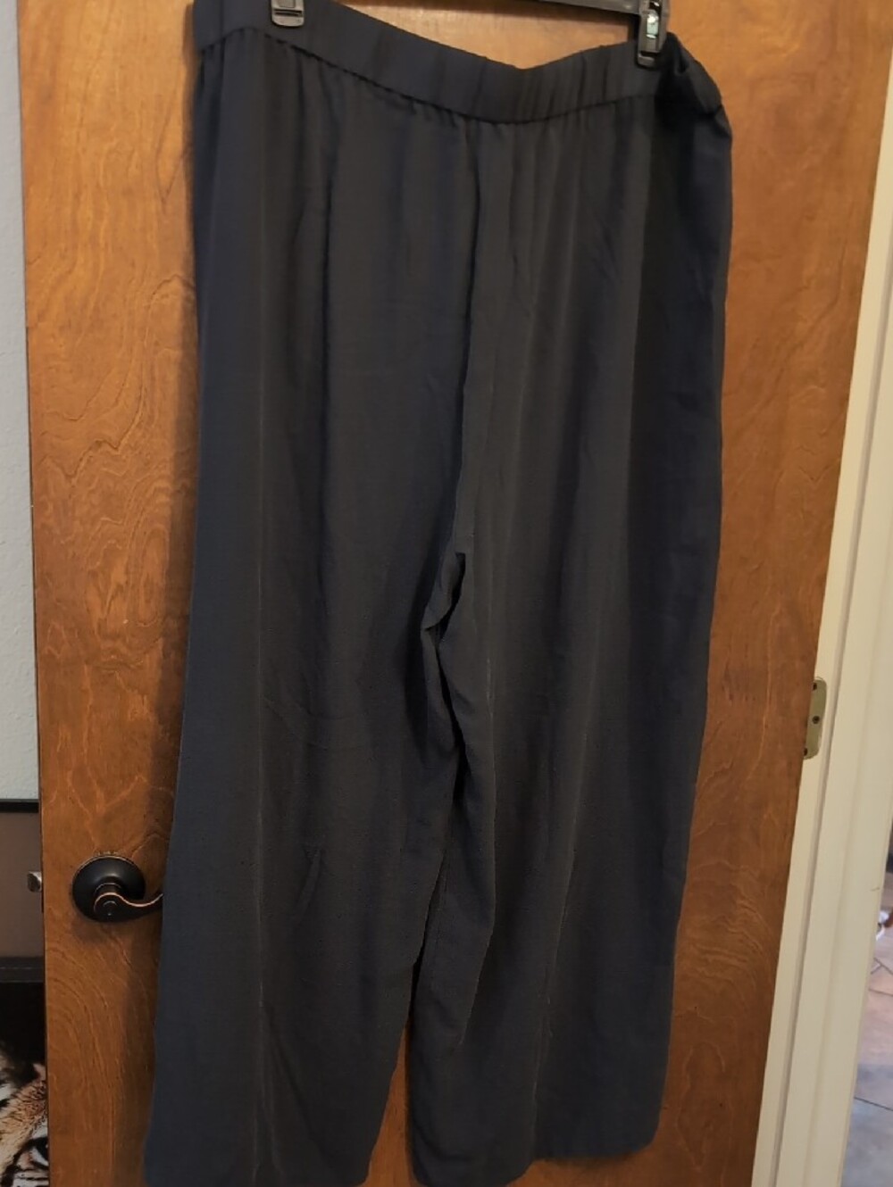 Eileen Fisher Dark Grey Silk Pants With Side Slits - Picture 4 of 6